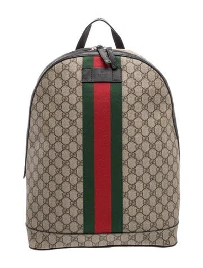 Pre-owned Gucci Gg Supreme Backpack In Brown