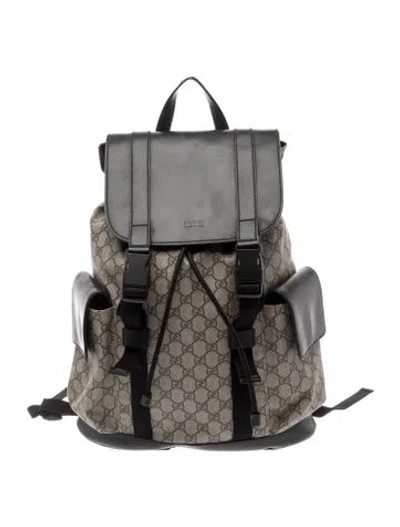 Pre-owned Gucci Gg Supreme Backpack In Gray