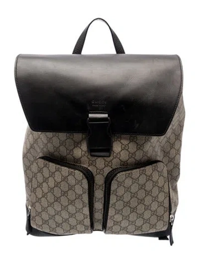 Pre-owned Gucci Gg Supreme Backpack In Gray