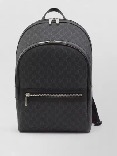 Gucci Gg Supreme Backpack Leather Trim Web Stripe