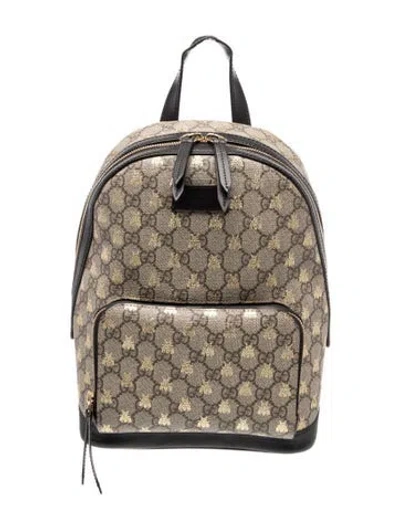 Pre-owned Gucci Gg Supreme Backpack Small In Neutral