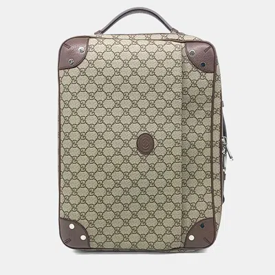 Pre-owned Gucci Gg Supreme Backpack/briefcase (658543) In Sand