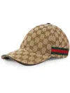 Gucci Men Beige Baseball Cap With Web Detail On The Side In Gg Canvas Man In Brown