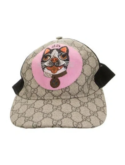 Pre-owned Gucci Gg Supreme Baseball Cap With Bosco Applique In Neutrals