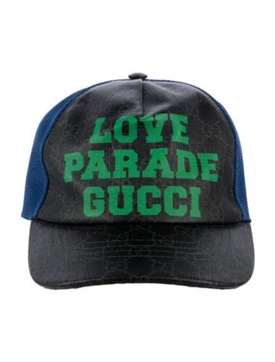 Pre-owned Gucci Gg Supreme Baseball Hat In Blue