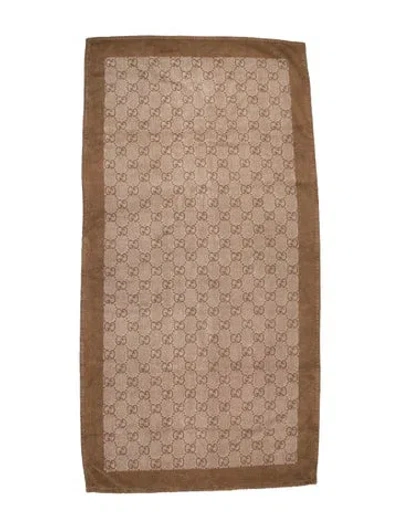 Pre-owned Gucci Gg Supreme Beach Towel In Brown