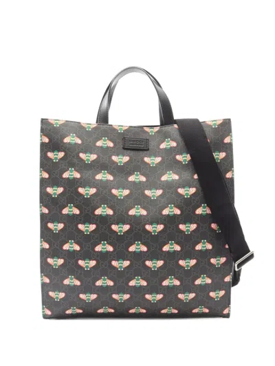 Pre-owned Gucci Gg Supreme Bee Two-way Tote Bag