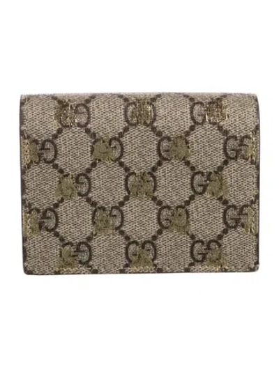 Pre-owned Gucci Gg Supreme Bee Wallet Gg Supreme Wallet In Neutral