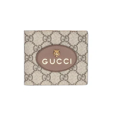 Pre-owned Gucci Gg Supreme Beige Brown Yellow Gg Supreme Wallet (bi-fold) ()