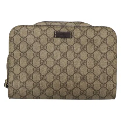 Pre-owned Gucci Gg Supreme Beige Canvas Clutch Bag ()