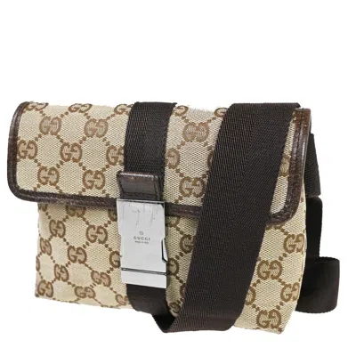 Gucci Gg Canvas Beige Canvas Shoulder Bag () In Brown