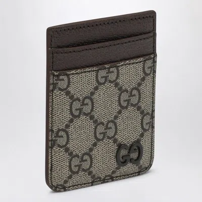 GUCCI GUCCI  GG SUPREME BEIGE FABRIC CARD HOLDER