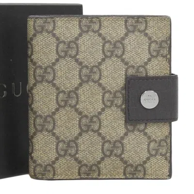 Pre-owned Gucci Gg Supreme Beige Gg Plus Leather Wallet (bi-fold) ()