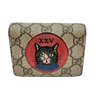 Pre-owned Gucci Gg Supreme Beige Gg Supreme Wallet (bi-fold) () In Sand