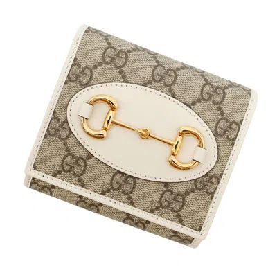 Pre-owned Gucci Gg Supreme Beige Ivory Gg Supreme Leather Wallet (bi-fold) () In Multi