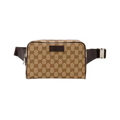 Pre-owned Gucci Gg Supreme Belt Bag 'beige/black' | Tan | Men's Size Onesize In Brown