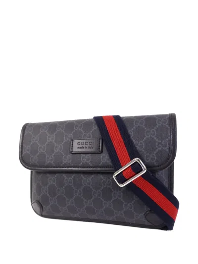 Pre-owned Gucci Gg Supreme Belt Bag In Gray