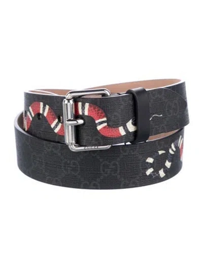 Pre-owned Gucci Gg Supreme Belt In Black