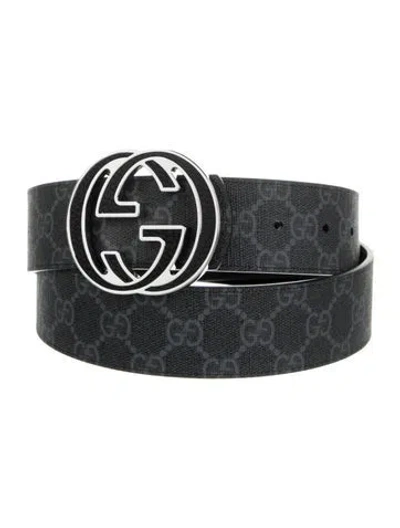 Pre-owned Gucci Gg Supreme Belt In Black