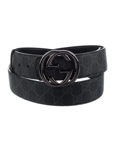 Pre-owned Gucci Gg Supreme Belt In Black