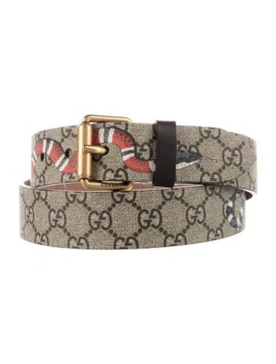 Pre-owned Gucci Gg Supreme Belt In Black/neutrals/red