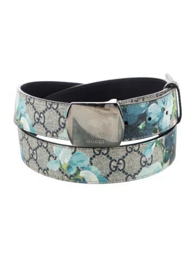 Pre-owned Gucci Gg Supreme Belt In Blue