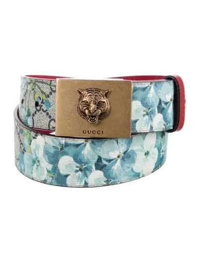 Pre-owned Gucci Gg Supreme Belt In Blue