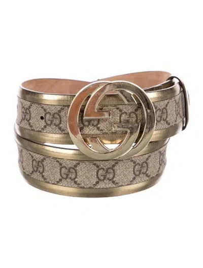 Pre-owned Gucci Gg Supreme Belt In Gold