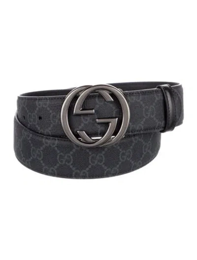 Pre-owned Gucci Gg Supreme Belt In Gray