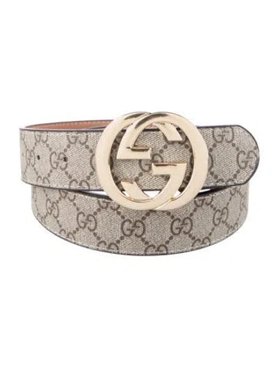 Pre-owned Gucci Gg Supreme Belt In Grey