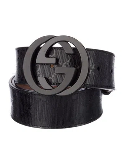 Pre-owned Gucci Gg Supreme Belt Kit In Black