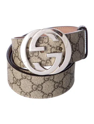 Pre-owned Gucci Gg Supreme Belt In Neutral