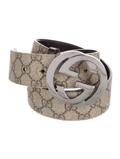 Pre-owned Gucci Gg Supreme Belt In Neutral