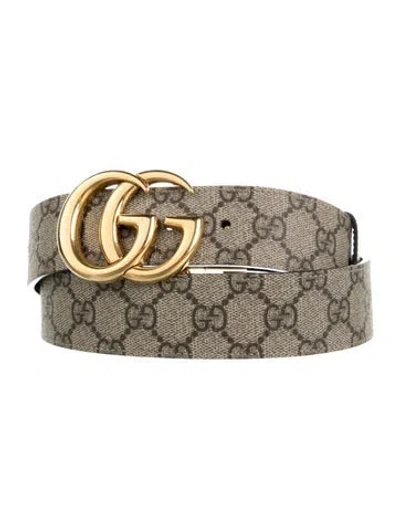 Pre-owned Gucci Gg Supreme Belt In Neutral