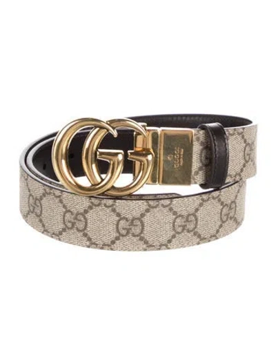 Pre-owned Gucci Gg Supreme Belt In Neutral