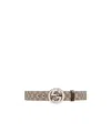 Gucci Gg Supreme Belt With G Buckle In Nude