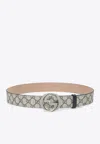 Gucci Gg Supreme Belt With Interlocking G Buckle In Gray