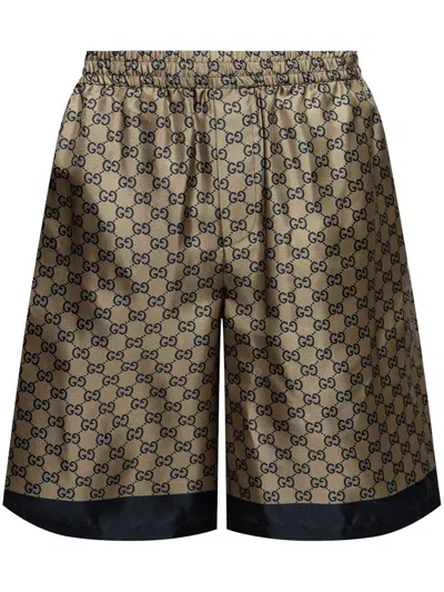Gucci Gg Supreme Bermuda Shorts In Brown