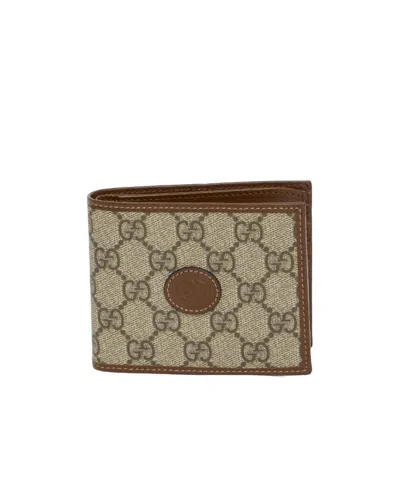 Gucci 'gg' Bifold Leather Trim Wallet With Stitched Edges' In Nude