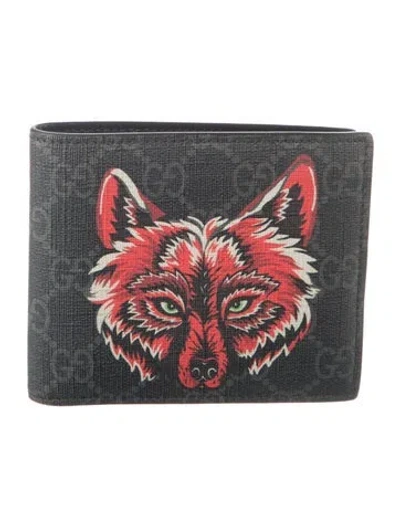 Pre-owned Gucci Gg Supreme Bifold Wallet In Black