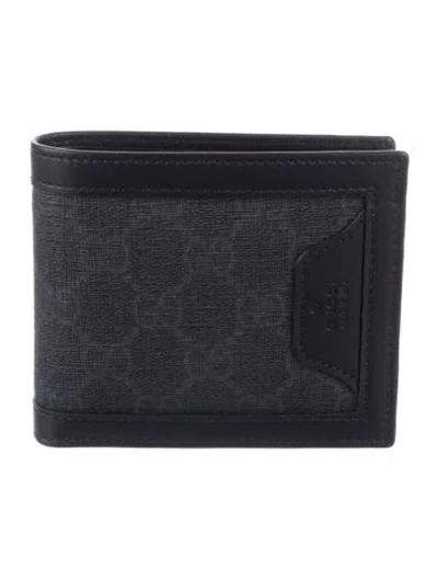 Pre-owned Gucci Gg Supreme Bifold Wallet In Black