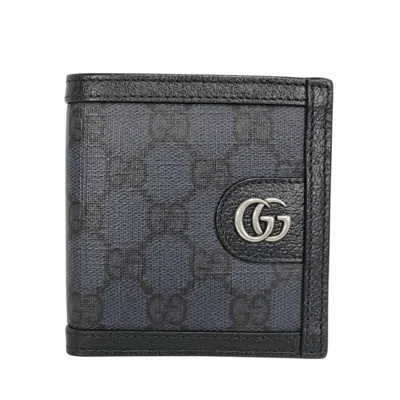 Pre-owned Gucci Gg Supreme Black Pvc Leather Wallet (bi-fold) ()