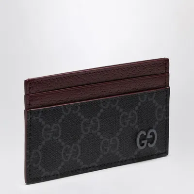 Gucci Gg Supreme Black\/burgundy Fabric Card Holder