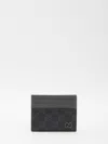 Gucci Leather-trimmed Gg Canvas Card Holder In Black