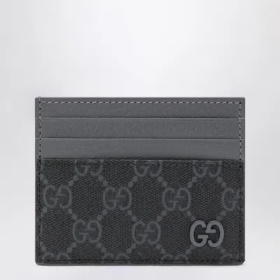Gucci Gg Supreme Black/grey Fabric Card Holder