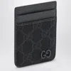 Gucci Gg Supreme Black/grey Fabric Card Holder Men In Black