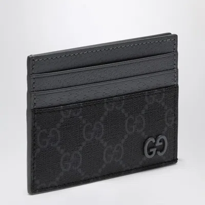Gucci Gg Supreme Black/grey Fabric Card Holder Men