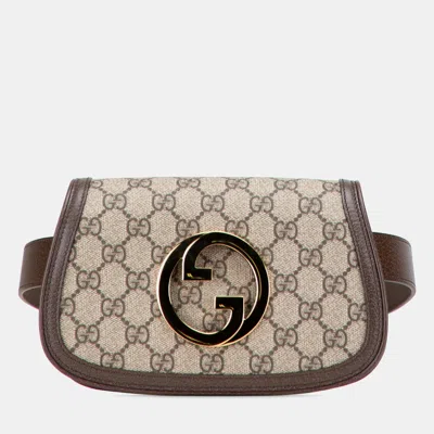 Pre-owned Gucci Gg Supreme Blondie Belt Bag In Brown
