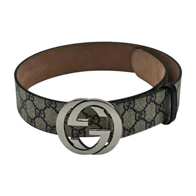 Pre-owned Gucci Gg Supreme Blondie Brown Blue Belt