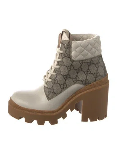 Pre-owned Gucci Gg Supreme Boots In Neutral